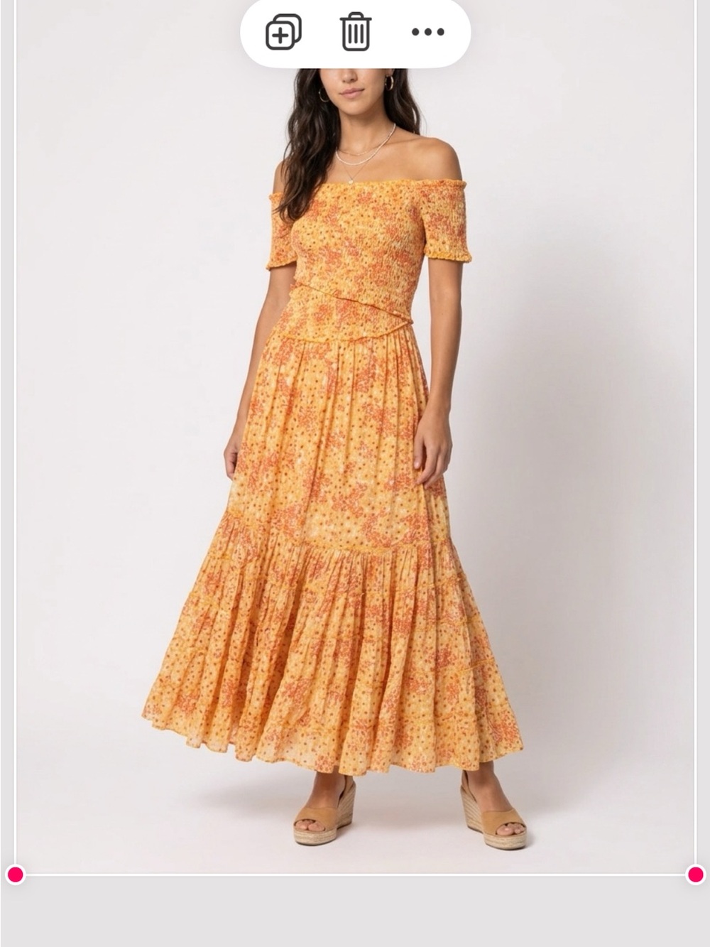 Poupette St. Barth Yellow and Orange Floral Tiered Maxi Dress